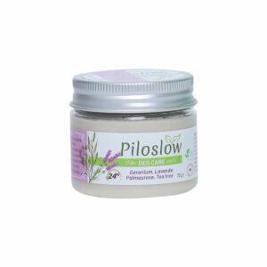 Piloslow (geranium, lavande, palmarose, tea tree): déodorant naturel ralentissant la repousse des poils