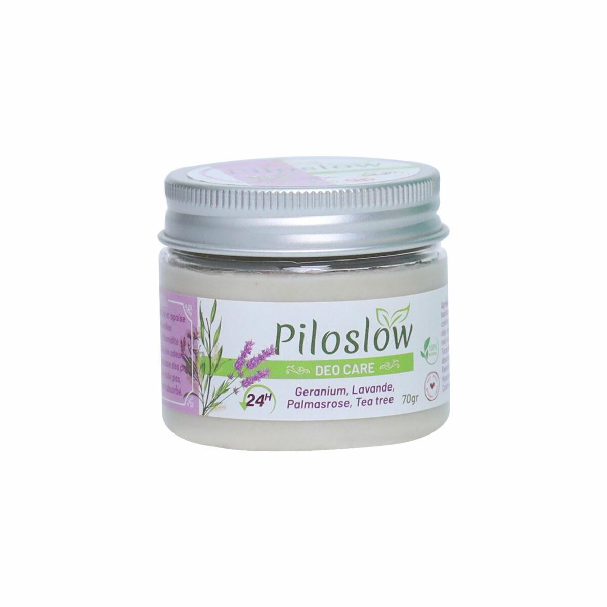 Piloslow (geranium, lavande, palmarose, tea tree): déodorant naturel ralentissant la repousse des poils