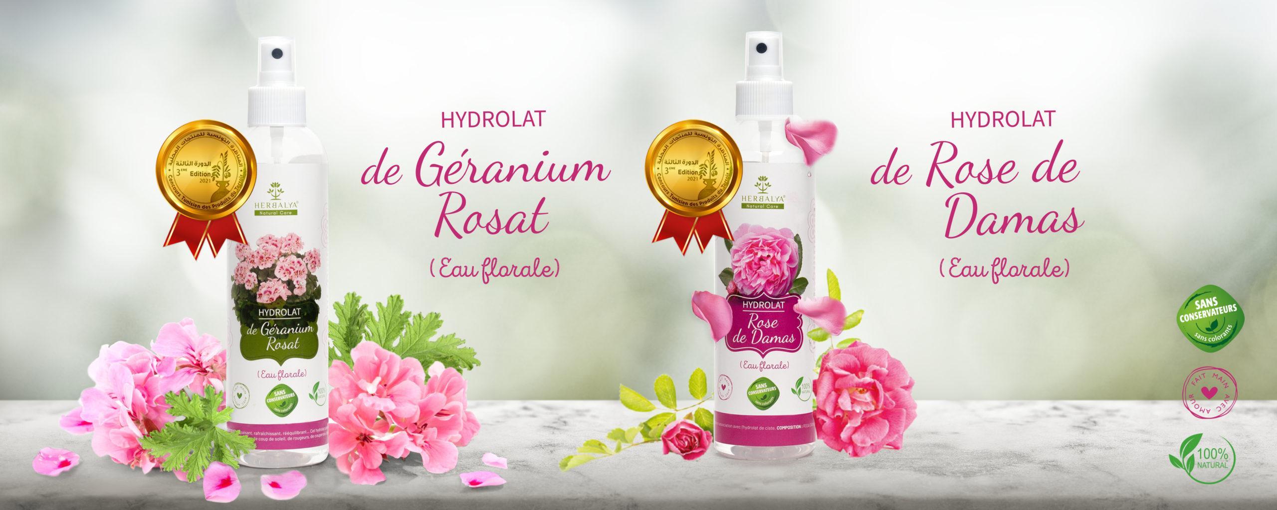eau de rose - eau de géranium - meilleur eau florale - médaille d'or - meilleur hydrolat - eau de rose tunisie