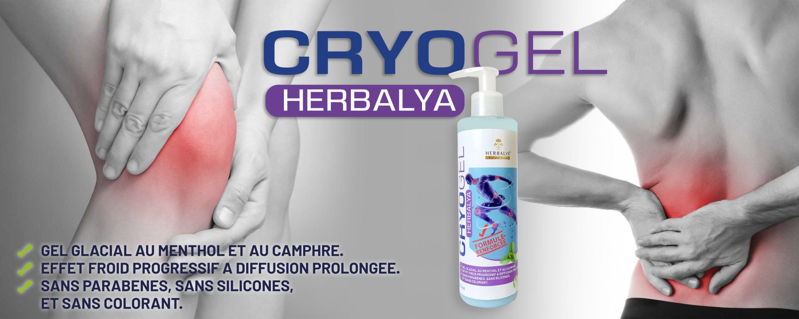 cryogel tunisie - gel cryogenique - gel antiinflammatoire - creme antalgique - antidouleurs- jambes lourdes - courbatures - entorse - naturel - cryogel herbalya