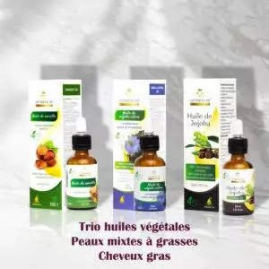 trio huiles végétales peaux mixtes à grasses & cheveux gras