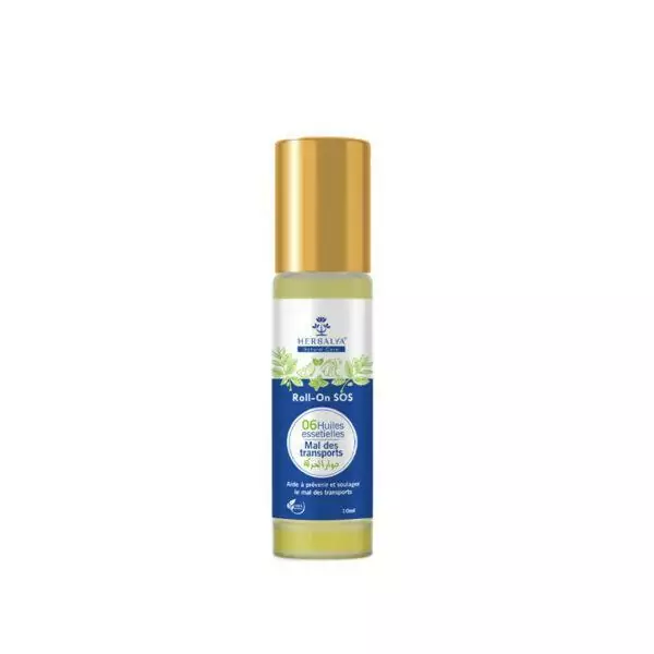 HERBALYA Roll-on SOS Mal des transports Aux 06 huiles essentielles actives