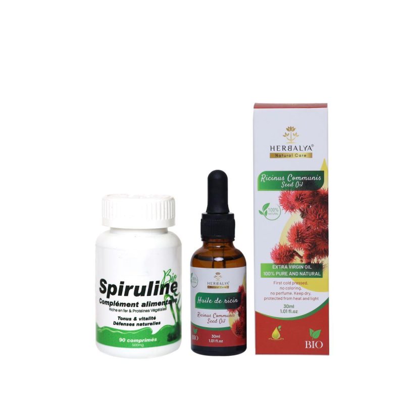 Duo huile de ricin & spiruline bio