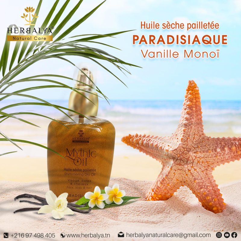 Mythic oil Paradisiaque Vanille & monoï Huile seche paillétée – Image 2