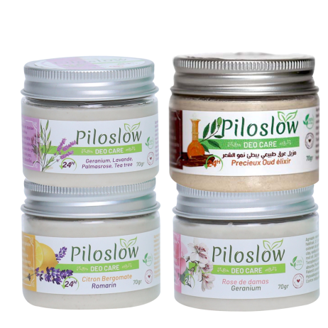 Pack 1 An de Déodorants Solides Naturels PILOSLOW  Ralentit la Repousse des Poils