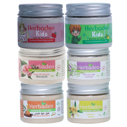 Pack Familial, 6 déodorants solides HERBADEO