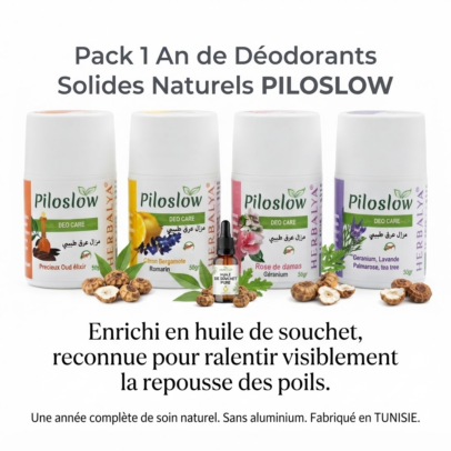 mettant l'action sur l'effet de ralentissement de la repousse des poils grace a sa richesse en huile de souchet