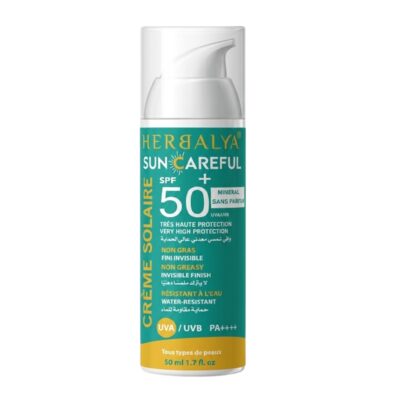 creme solaire minerale fluide sans parfum sans alcool sun careful de herbalya