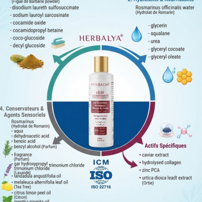 gélé gommante gel nettoyant exfolliant herbalya